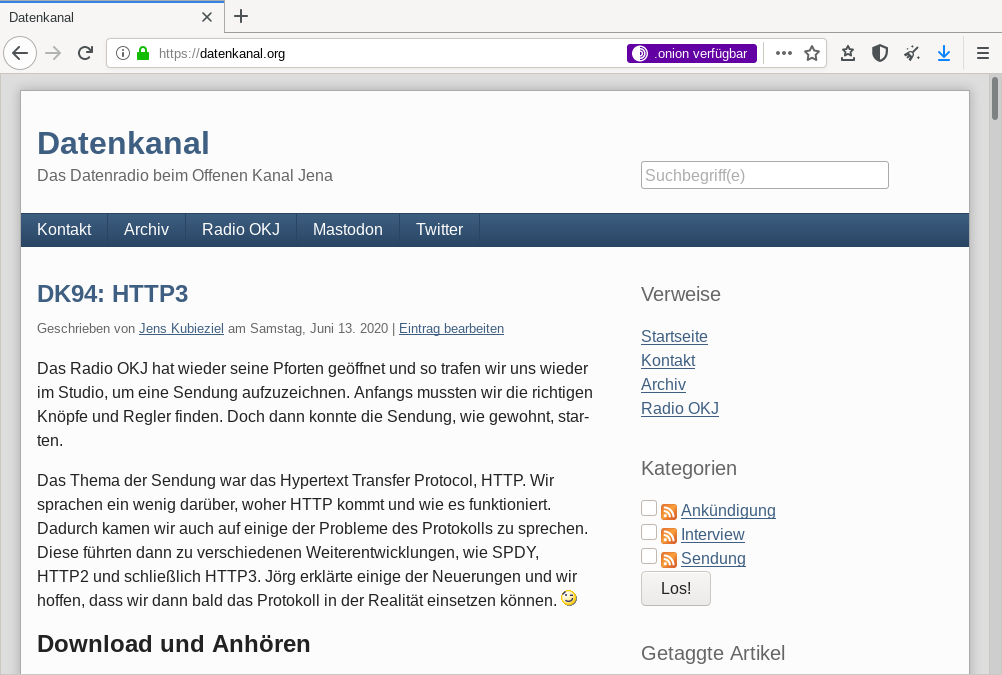 Screenshot des Tor-Browsers Screenshot des Tor-Browsers