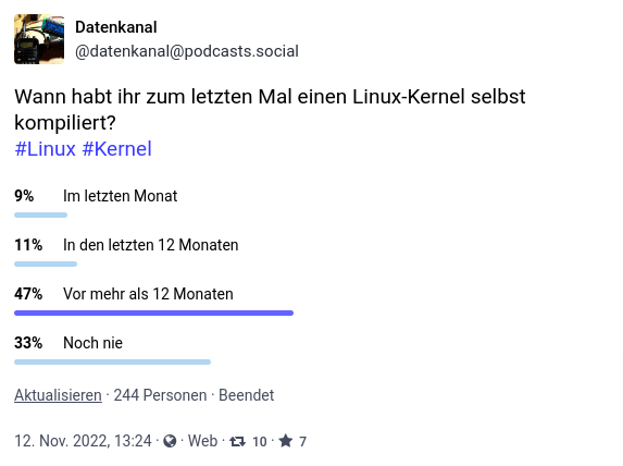 Umfrage, wer wann einen Kernel kompiliert hat